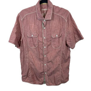 Jeremiah clothing casual button up short sleeve linen blend shirt men’s large
